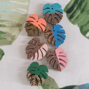Hand made and designed monstera earrings